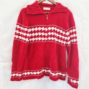 Vintage 90s red and white christmas cardigan sweater size large